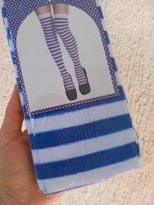 Colorful Striped 7/8 Party Socks For Adults And Teens - Blue - View 3