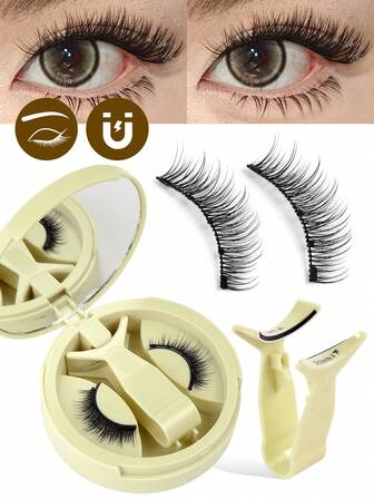 MAGEFY 1 Set de pestañas naturales reutilizables con imán y aplicador, sin necesidad de pegamento. Kit de pestañas magnéticas, fácil de poner y quitar, con aspecto natural, pestañas 3D naturales tipo manga, suaves y delicadas, pestañas postizas