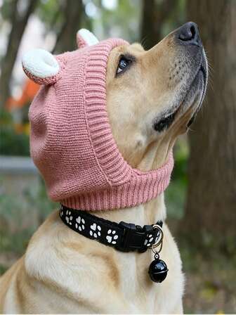 3pcs Pet Hat Set, New Autumn/Winter Knitted Hat, Black Pet Collar, Dog Leash Combo - Warm & Windproof, Suitable For Medium To Large Breeds Like Golden Retrievers, Perfect For Christmas And New Year Gifts