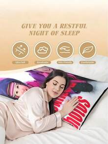 1pc Customized Photo Body Pillow Case, Personalized Double-Sided Throw Pillow Cover, Customized Gift, Personalized Pillow Case, Christmas Bedding, Wedding Bedding - Multicolor - View 4