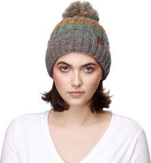 Gorro de invierno para mujeres exclusivo con puntadas de semillas y pompones de confeti (HAT-1816)(HAT-2214)(HAT-2085)(HAT-3841) - Sombrero: verde azulado - Ver 8