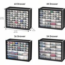 TYUI IRIS USA Bead Organizer Drawers 64-Drawer Screw Tool Electronics Hardware Nuts And Bolts Plastic Garage Storage Cabinet Bin Stackable Craft Supply Building Bricks Sorter Teacher Tool Box Black - Black - View 3