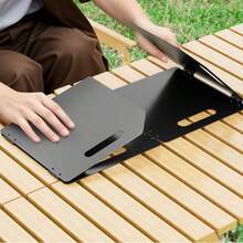 露营炉灶挡风罩，便携式炉灶挡风板，轻便可折叠燃气炉挡风罩，带收纳袋，适用于露营、豪华露营、徒步旅行、野餐、背包旅行、烹饪、钓鱼 - 黑色 - 查看 8