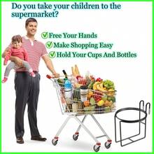 TYUI 2 Pcs Shopping Cart Cup Holder Portable Grocery Cart Cup Holder With Bottom Bar Reusable Stainless Steel Shopping Carts Drink Holder For Hanging Stanley Cup Coffee Cup Baby Bottle Black - màu đen - Xem 7