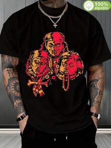 Camiseta Hombre, Piratas Caricatura Estampado, Manga Corta Negra, Ocio Marítimo, Fiestas Temáticas, Amantes De Aventuras, Moda Tropical,ropa de hombre,parejas,envio nacional,regalo para hombre,oversize hombre. - Negro - Ver 1