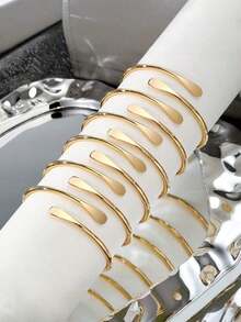 6-10-15pcs Gold Bohemian Style Metal Bracelet Set - Adjustable, Stackable, Suitable For Everyday Wear Or Special Occasions - Bộ vòng tay - Xem 6