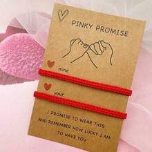 1 Set Handmade Woven Couple Red Bracelet, Christmas & New Year Gift, Adjustable For Boyfriend & Girlfriend - Woven Bracelet - View 7