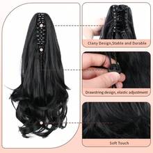 16英寸夹式马尾辫接发，女士卷曲波浪马尾辫接发，适用于各种场合，轻盈防滑。 - 彩色 - 查看 10