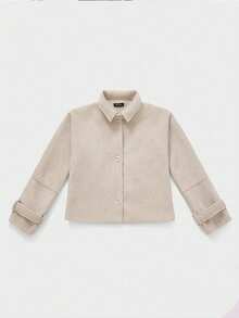 Plus Size Women Elegant Casual Loose Wool Blend Winter Jacket - Apricot - View 6