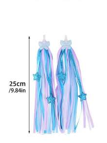 1 Pair Handlebar Streamers With Sequins, Tassels, Stars, Bowknot Decor For Scooter, Tricycle, Motorcycle, Bicycle - Multicolor - View 3