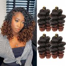 4 Packs Synthetic French Loose Curl Hair Extension 10 Inch Loose Wave Crochet Braid Heat Resistant French Curl Spiral Curl Hair Extensions - Multicolor - View 3