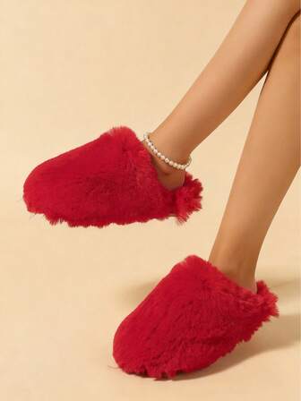2025 Autumn/Winter New Fashion Fluffy Slippers For Men & Women, Warm Plush Toe Cover House Slippers