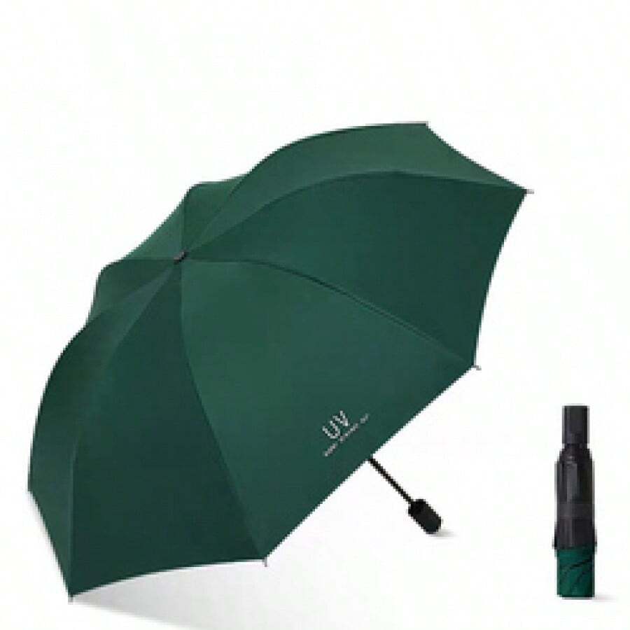 DD3554 Nuevo Paraguas con Logotipo Personalizado, Diseño de Doble Capa Interior y Exterior, Mango en Forma de C, Paraguas Invertido Plegable y Reversible para Lluvia - Verde - Ver 1