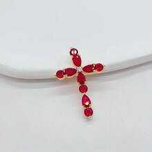 1pc Copper Micro-Inlaid Full Diamond Cross Pendant, Fashionable & Personalized Mini Charm For DIY Bracelet, Necklace, Earrings, Phone Chain, Versatile Handmade Accessory - Multicolor - View 31