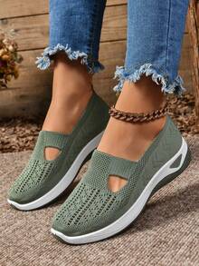 Women's Orthopedic Comfort Slip-On Sneakers - With Arch Support And Skin-Friendly Foam, All-Day Lightweight Walking Shoes, Non-Slip PVC Sole - Suitable For Nurses, Teachers, Standing And Running Errands, Orthopedic Shoes, Exquisite Pressure-Relieving Design, Beautiful Embroidery, Soft Cushioning, Suitable For Long-Term Standing Work Shoes, Casual Women's Shoes - màu xanh lá - Xem 6