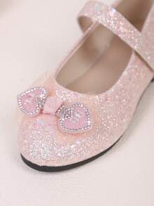 1 Pair Solid Color Children's Flat Shoes, Cute Bow Princess Style Suitable For Girls Students School Outfit, Fashionable