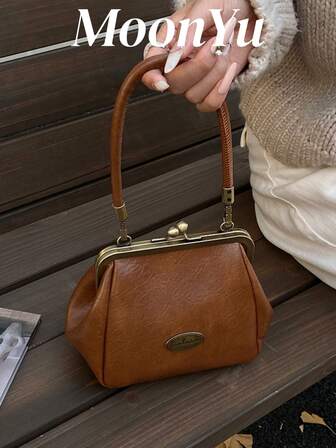 女士手提包、手拿包、手机袋、口红盒、时尚复古优雅简约斜挎包，棕色