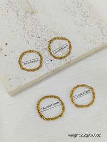 Nooxian 4pcs Stainless Steel Ultra-Thin Chain Rings For Women, Daily Wear - Yellow Gold - View 8