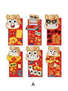 6pcs 2026 Year Of The Horse 3D Envelopes, Creative Cartoon Lai See Packets, Personalized New Year Red Packets, Year Of The Horse Red Envelopes, 3D Cartoon Design Large Lai See Envelopes, New Year Lai See Packets, Suitable For New Year, Spring Festival, Holiday Decorations - Multicolor - View 5