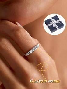 1 Piece Of Personalized Name Ring, Exquisite Name Ring, Custom Ring, Engraved Ring, Name Jewelry, Women's Ring, Personalized Gift, Gift For Her, Valentine's Day Gift, Mother's Day Gift, Anniversary Gift, New Year's And Birthday Gift. - Multicolor - View 13