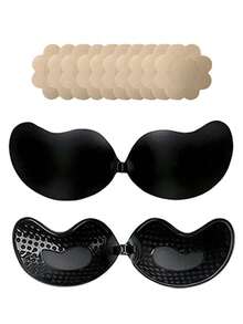 半对隐形聚拢文胸花瓣，无背乳贴，女士无缝自粘硅胶胸贴，适合新娘内衣、圣诞节或情人节礼物 - 彩色 - 查看 36