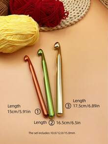 15mm, 12mm, 10mm, 9mm, 8mm, 7mm & 6.5mm Crochet Hook Set - Suitable For Chunky & Super Chunky Yarn