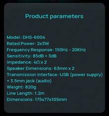 HP DHE6004 Computer Desktop Speaker USB Powered Wired Bluetooth Speaker Stereo Laptop Desktop Gaming Office Speaker - Black - View 6