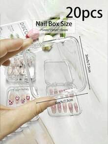 5/10/20pcs Set Transparent Nail Art Storage Box With Lid, Plastic Molded Nail Display Case - Multicolor - View 11