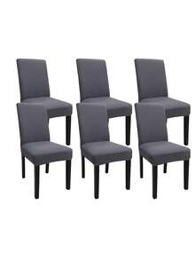 1/4/6入組單色牛奶絲椅套,高彈性防塵防污適用於全年客廳、酒店、餐廳、廚房家居裝飾 - 深灰色 - 查看 9