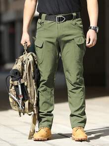 Men's Outdoor Hiking Pants, Windproof Waterproof Soft Shell Tactical Cargo Pants With Multi-Pockets, IX7 Combat Trousers (No Belt) - Army Green - View 6