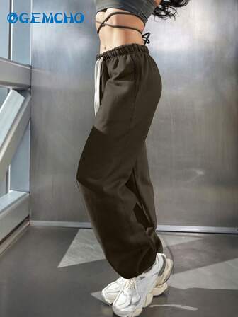 GEMCHO 弹力腰带抽绳运动裤，适合毕业季、返校季、女教师服装