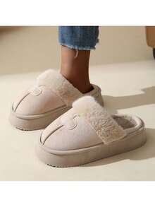 2025 [أفضل مبيعات شيون] نعال سميكة من فرو الفرو الصناعي، نعال نسائية دافئة من القطيفة مع غطاء للأصابع للشتاء، نعال قطنية مريحة مضادة للانزلاق قابلة للارتداء على الوجهين - بيج - مشاهدة 8