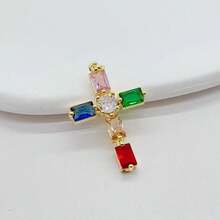 1pc Copper Micro-Inlaid Full Diamond Cross Pendant, Fashionable & Personalized Mini Charm For DIY Bracelet, Necklace, Earrings, Phone Chain, Versatile Handmade Accessory - Multicolor - View 16