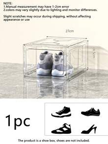 6/12pcs Waterproof Transparent Plastic Shoe Boxes - Multifunctional Stackable Rectangular Sports Shoes Storage Display Boxes, Suitable For Wardrobe, With Magnetic Transparent Foldable Shoe Boxes, Dustproof Shoe Boxes, Unisex