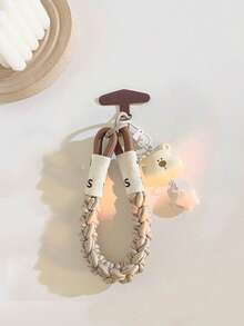 1pc Cute Beige Bear Head, Star, Cat, Fish Pendant Keychain, Suitable For Phone Case, Car Keys, Accessories - Multicolor - View 7
