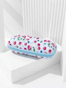 可爱水果印花便携式眼镜盒，卡通草莓、樱桃、蓝莓图案硅胶防压太阳镜保护套 - 彩色 - 查看 7