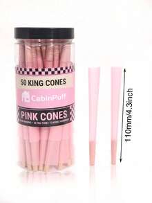 50 Pack Cabin Puff Cones Classic King Size Pink-Slow Burning Pre Rolled Cones With Tips & Packing Tubes Included,Christmas Present.50 Cabin Puff King Pre-Rolled Cones.Cones Inside Come In 25 STACKS Of 2 Cones Resulting In 50 Total Cones.Rolling Paper Gift. - Pink - View 4