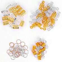 90 Piezas De Anillos De Trenza Para El Cabello, Accesorios Para El Cabello De Metal Plateado Dorado, Pinzas Para El Cabello De Tres Capas, Decoración De Bucles Para Mujeres Y Niñas(default) - Multicolor - Ver 7