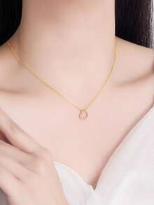 925纯银镂空心形镶嵌立方氧化锆项链，优雅可爱，适合女性和女孩日常佩戴，通勤、休闲、旅行、派对、收藏、生日和节日礼物皆宜，配有精美礼盒 - 彩色 - 查看 4