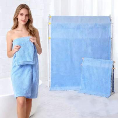 Extra-Large Size, 55 X 27 Inches.29*13 Inches. Quick-Drying Coral Fleece Microfiber Bath Towel Set, 2 Pieces