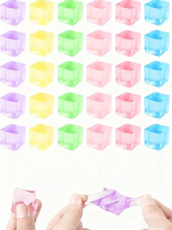 1pc Stress Balls Fidget Toys Adults, Ice Cube Squeeze Toys - Square Squeeze Ball Sensory Toys, Stress Balls Toy To Adult, Squeeze Cube Fidget Squeeze Toys, Small, Party Favors