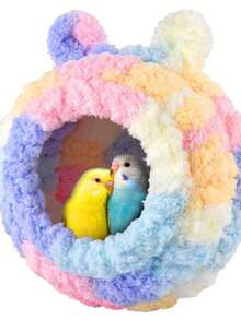 Cozy Plush Bird Nest For Winter - Hanging Cage Bed For Parakeets Lovebirds Cockatiels Conures & Small Pets Ideal Breeding Hut & Sleeping Space