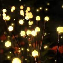 1pc Solar Powered Garden Decor Light, 8 LED Solar Firefly Lights, Solar Garden Lights, Solar Swinging Lights, Suitable For Yard, Patio, Pathway Decoration (Warm White/Color)