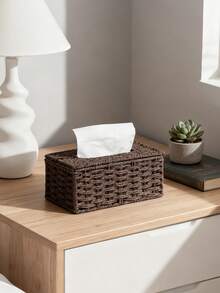 1个手工编织纸巾盒，长方形带盖，波西米亚风格装饰编织盒，适用于浴室、卧室、书架、客厅、家居、餐厅、酒店等场所的纸巾收纳，现代简约设计，多种颜色可选 - 彩色 - 查看 15