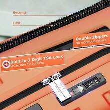 3-Piece Expandable Hard-Sided Luggage Set With Spinner Wheels TSA Lock Lightweight Suitcase For Women And Men 20/24/28 Inch Orange Durable And Stylish Travel Luggage - Orange - View 5