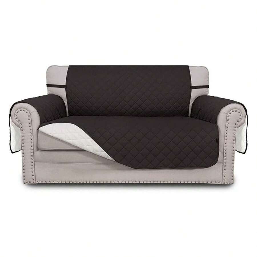 Reversible Loveseat Couch Cover For 2 Cushion Couch Sofa Cover For Dogs Water Resistant Furniture Protector With Foam Sticks Elastic Straps For Pet Loveseat, Chocolate/Ivory - 多色1995 - 查看 1
