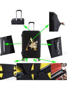 Personalized Luggage Cover With Floral Initials A–Z – Elegant Black & Gold Elastic Suitcase Protector For Travel! This Stylish And Stretchable Luggage Sleeve Features A Customizable Gold Letter (A–Z) With Delicate Floral Patterns, Offering Both Personalization And Premium Protection Against Scratches, Dirt, And Scuffs. - Multicolor - View 5