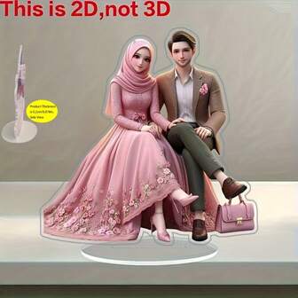 1 pieza, estatua acrílica de pareja romántica en plano 2D - Decoración elegante para iglesia y boda al aire libre, decoración de sobremesa sin electricidad, adecuada para bodas, días de aniversario, San Valentín, decoración de boda, plano 2D