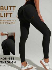 2pcs/Set Solid Color High Waist Seamless Leggings Sports - Multicolor - View 4