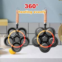 Wooden Handle Plum Blossom Cast Iron Frying Pan, Naturally Non-Stick Without Coating, Ideal For Making Baby Food And Omelets, Multifunctional Cookware For Kitchen Enthusiasts - Black - View 5